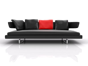 black and red leather fainting couch